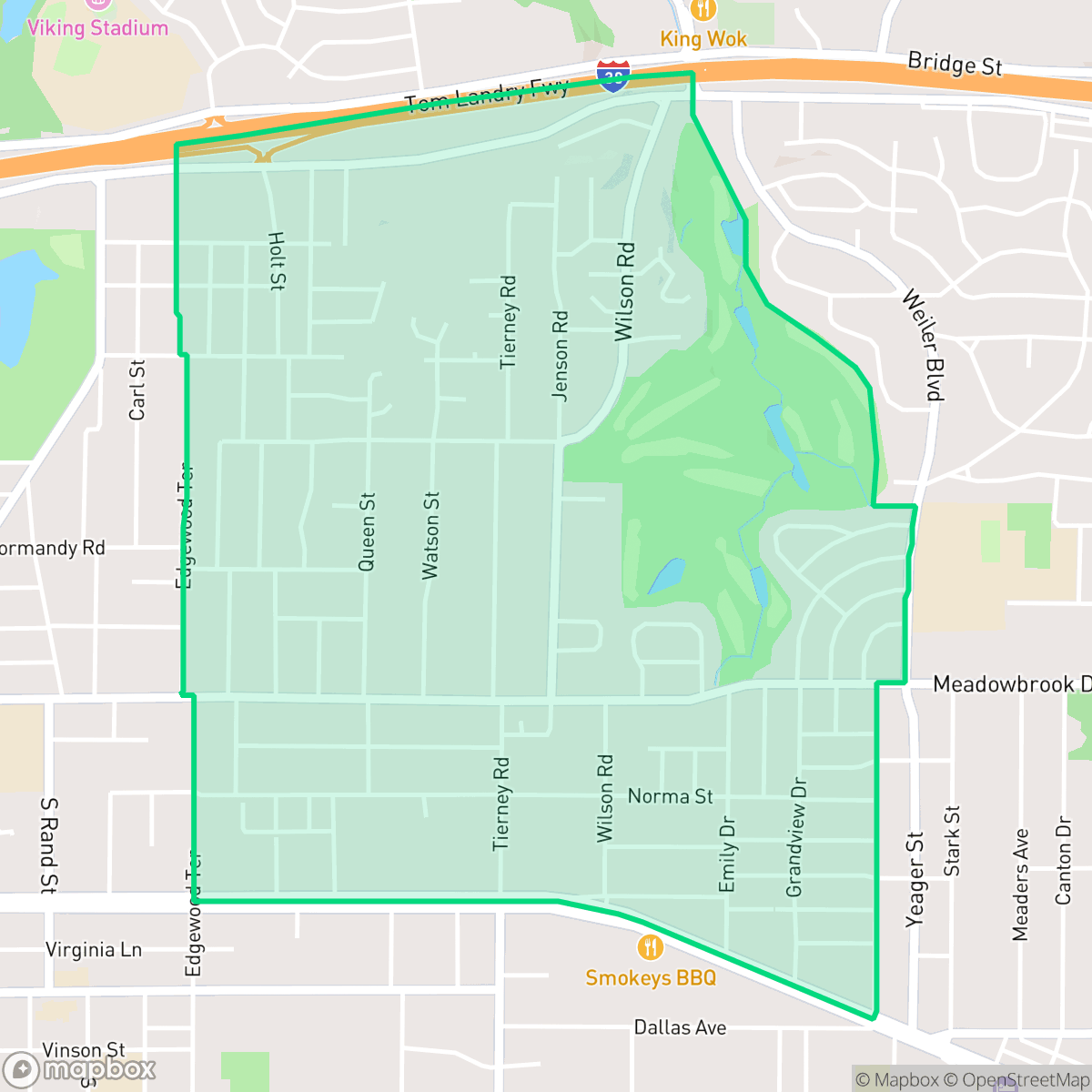 Map showing the location of Central Meadowbrook, Fort Worth, TX