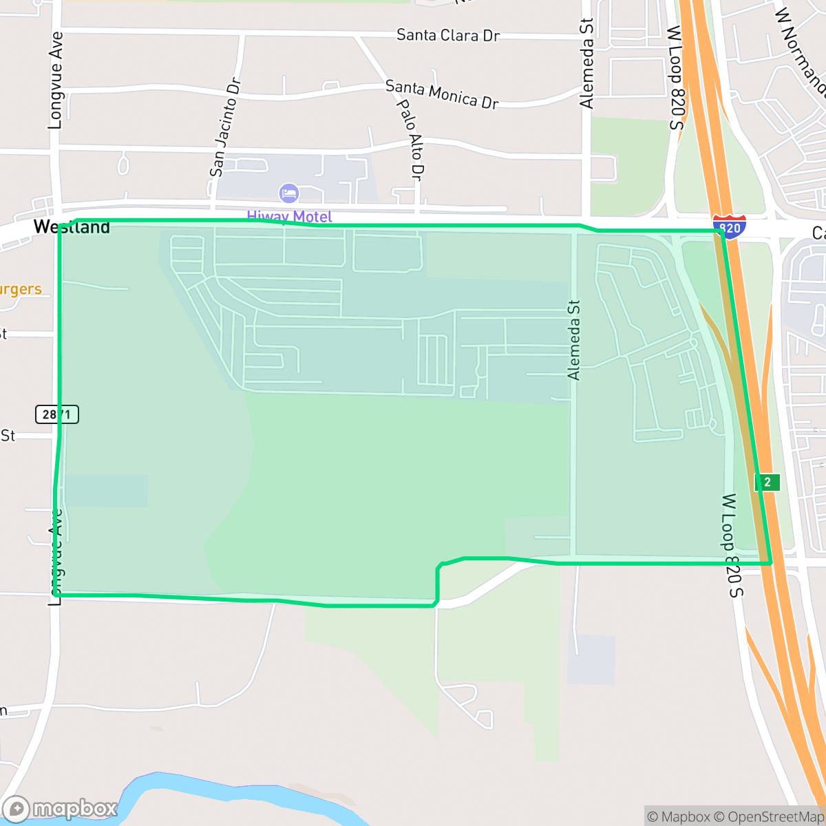 Map showing the location of Chapin & Alemeda, Fort Worth, TX