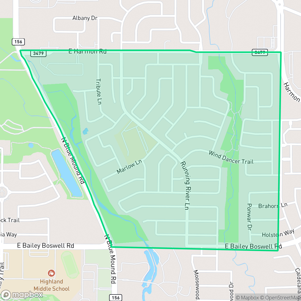 Map showing the location of Chisholm Ridge, Fort Worth, TX