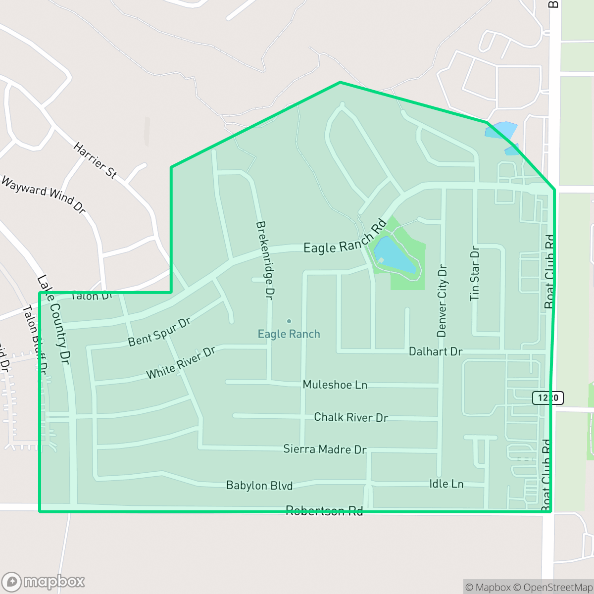 Map showing the location of Eagle Ranch, Fort Worth, TX