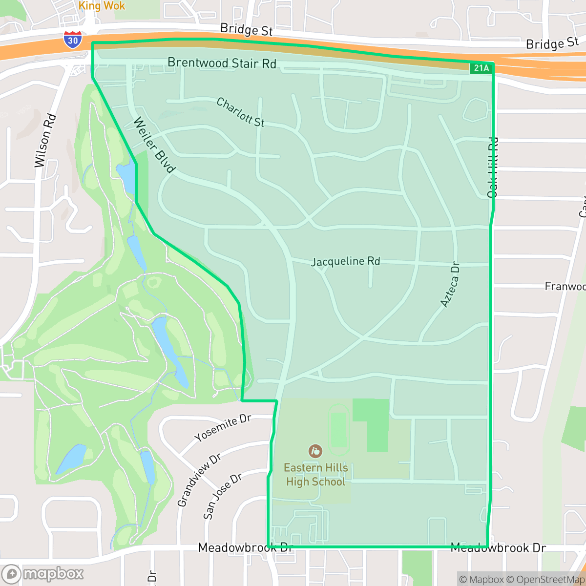 Map showing the location of Eastern Hills, Fort Worth, TX