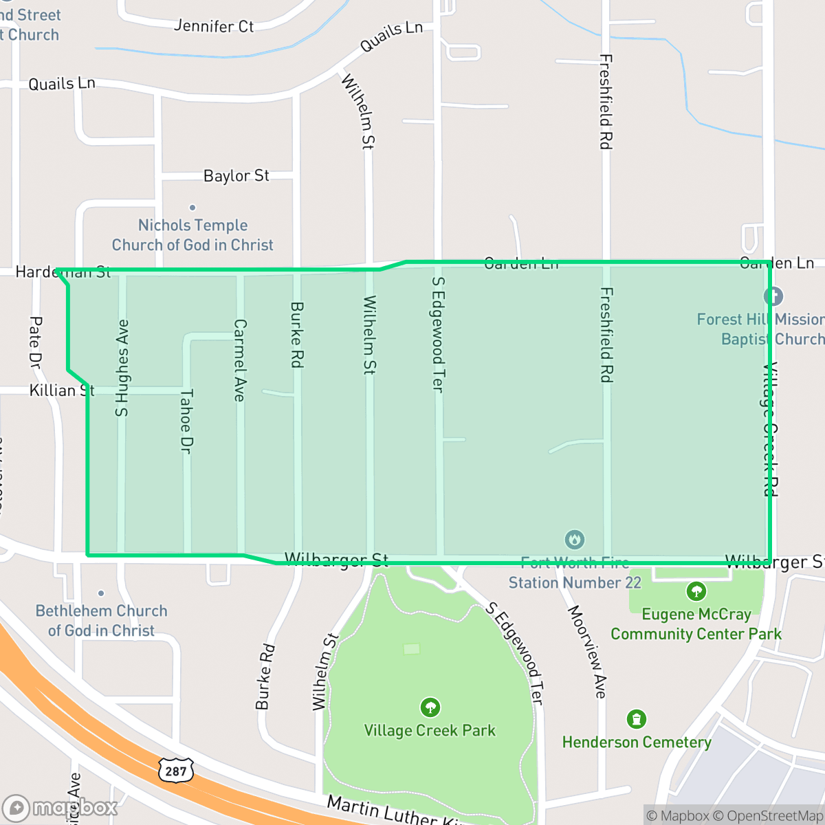 Map showing the location of Fairhaven, Fort Worth, TX