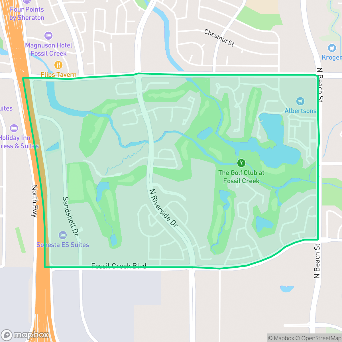 Map showing the location of Fairway Bend, Fort Worth, TX