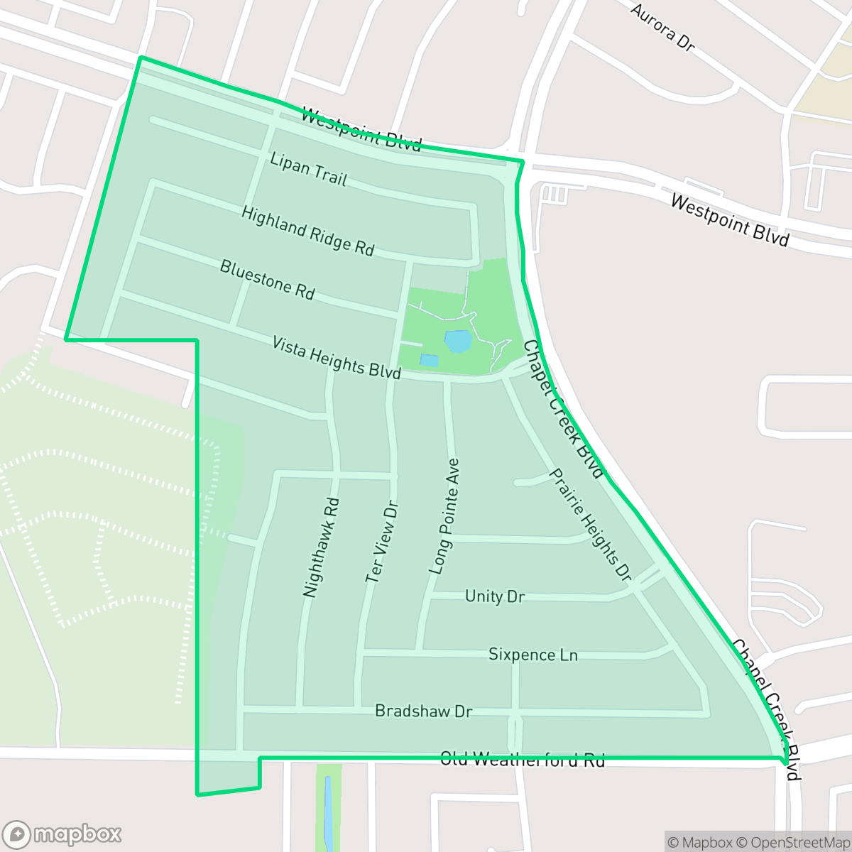 Map showing the location of FW Vista West, Fort Worth, TX