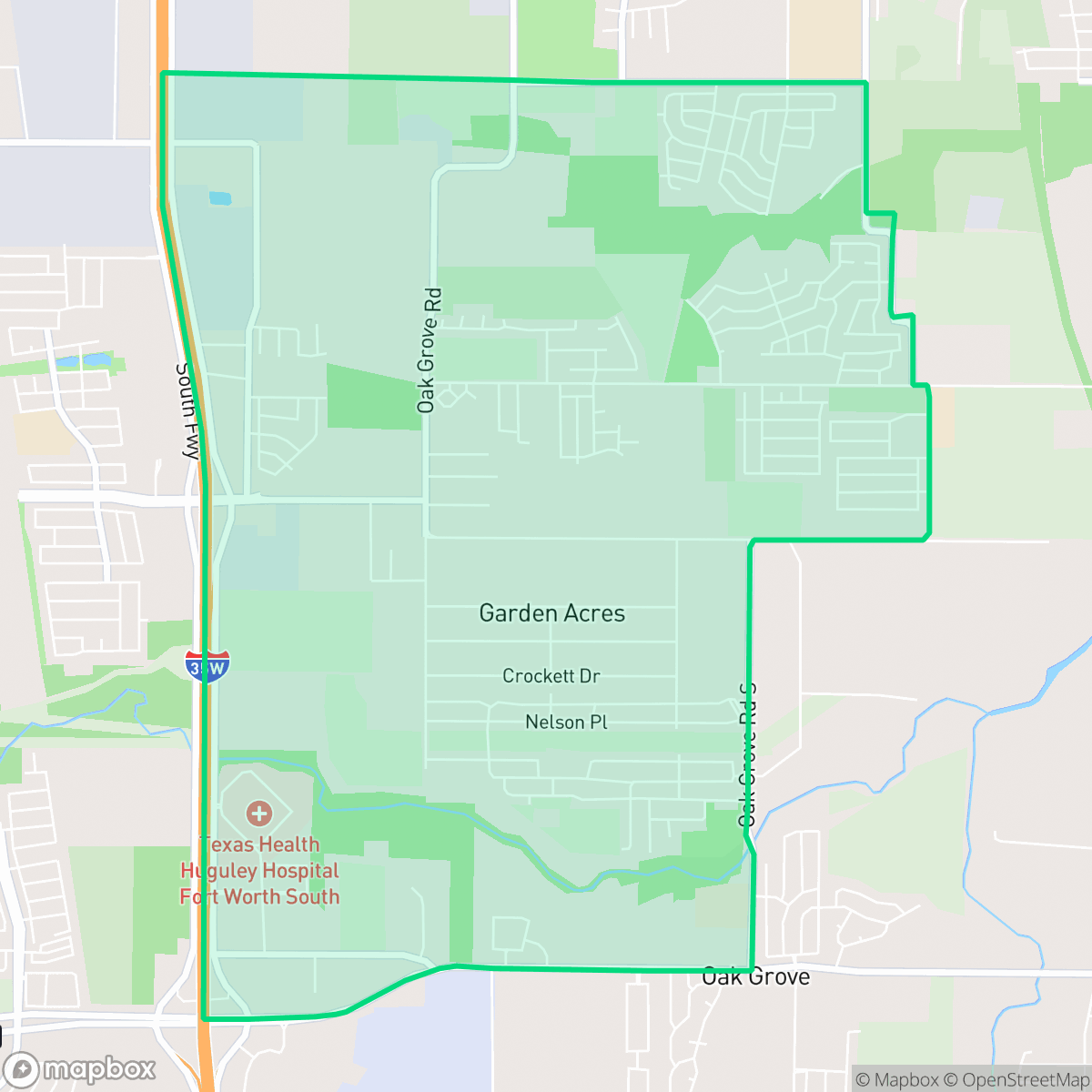 Map showing the location of Garden Acres, Fort Worth, TX