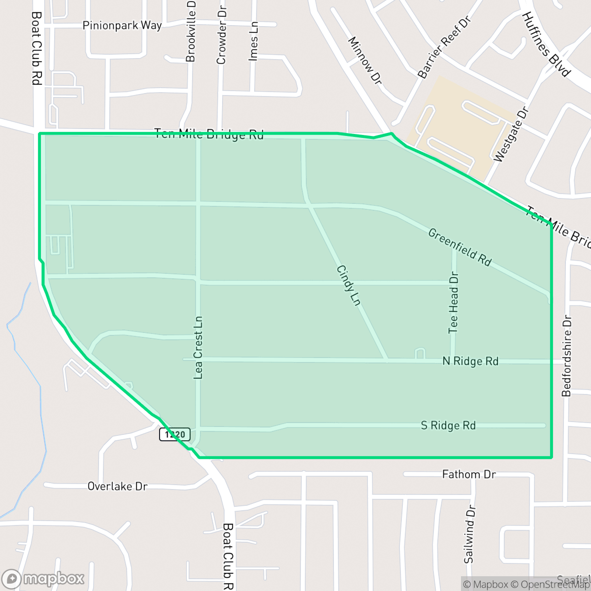 Map showing the location of Greenfield Acres, Fort Worth, TX