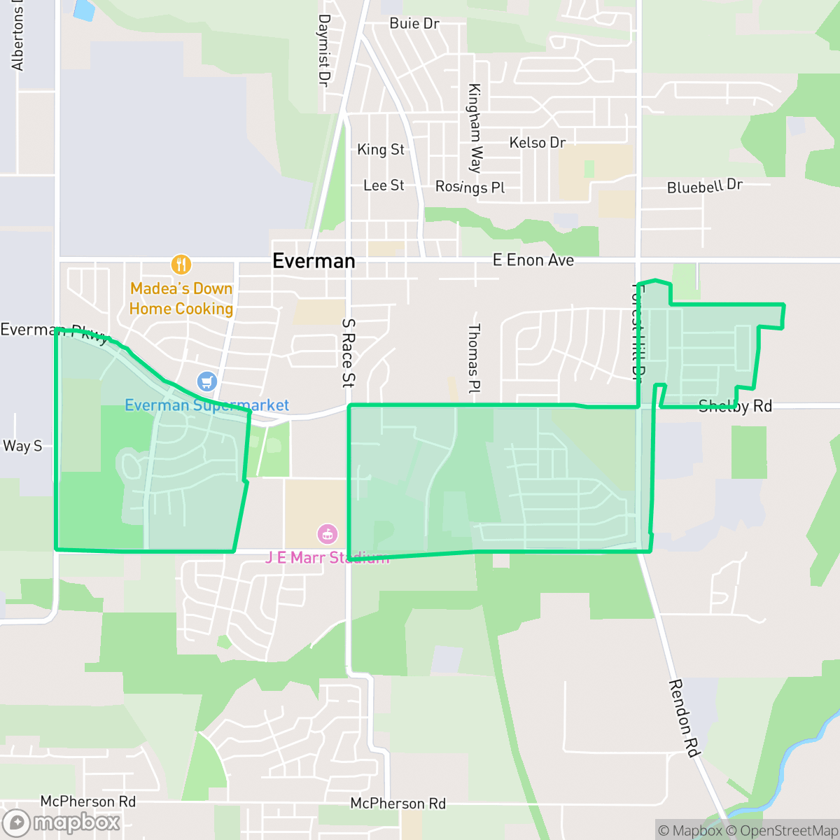 Map showing the location of Hamlet, Fort Worth, TX