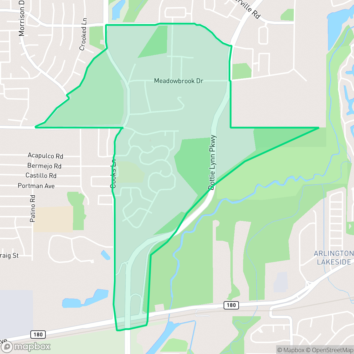 Map showing the location of Hollow Hills, Fort Worth, TX