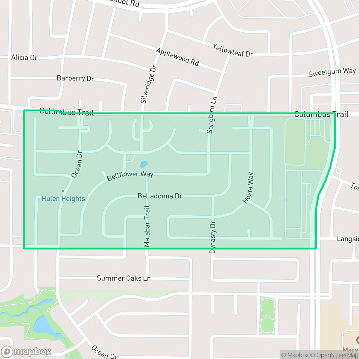 Map showing the location of Hulen Heights, Fort Worth, TX