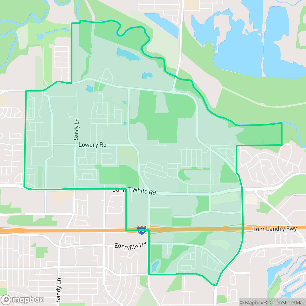 Map showing the location of John T White, Fort Worth, TX