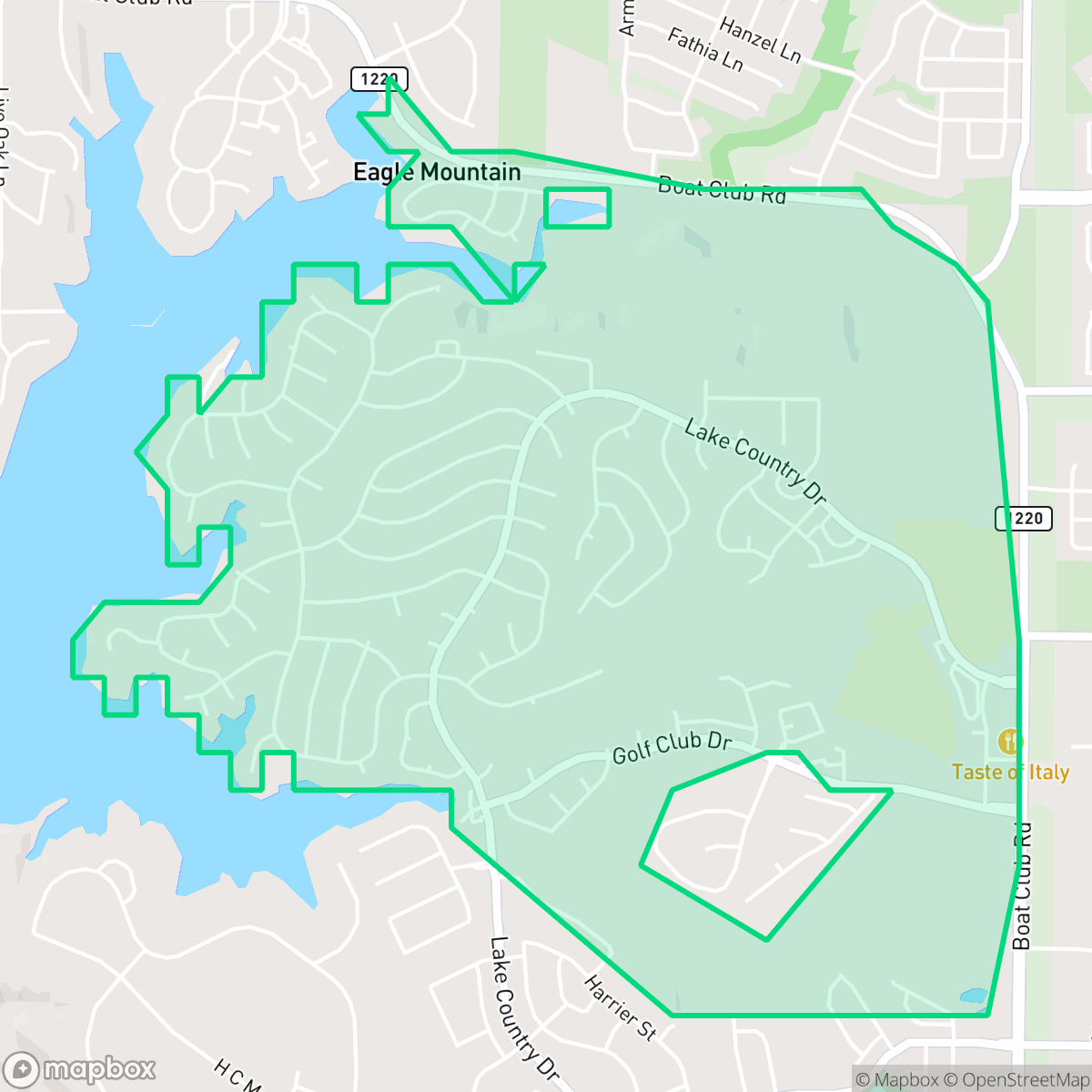 Map showing the location of Lake Country, Fort Worth, TX