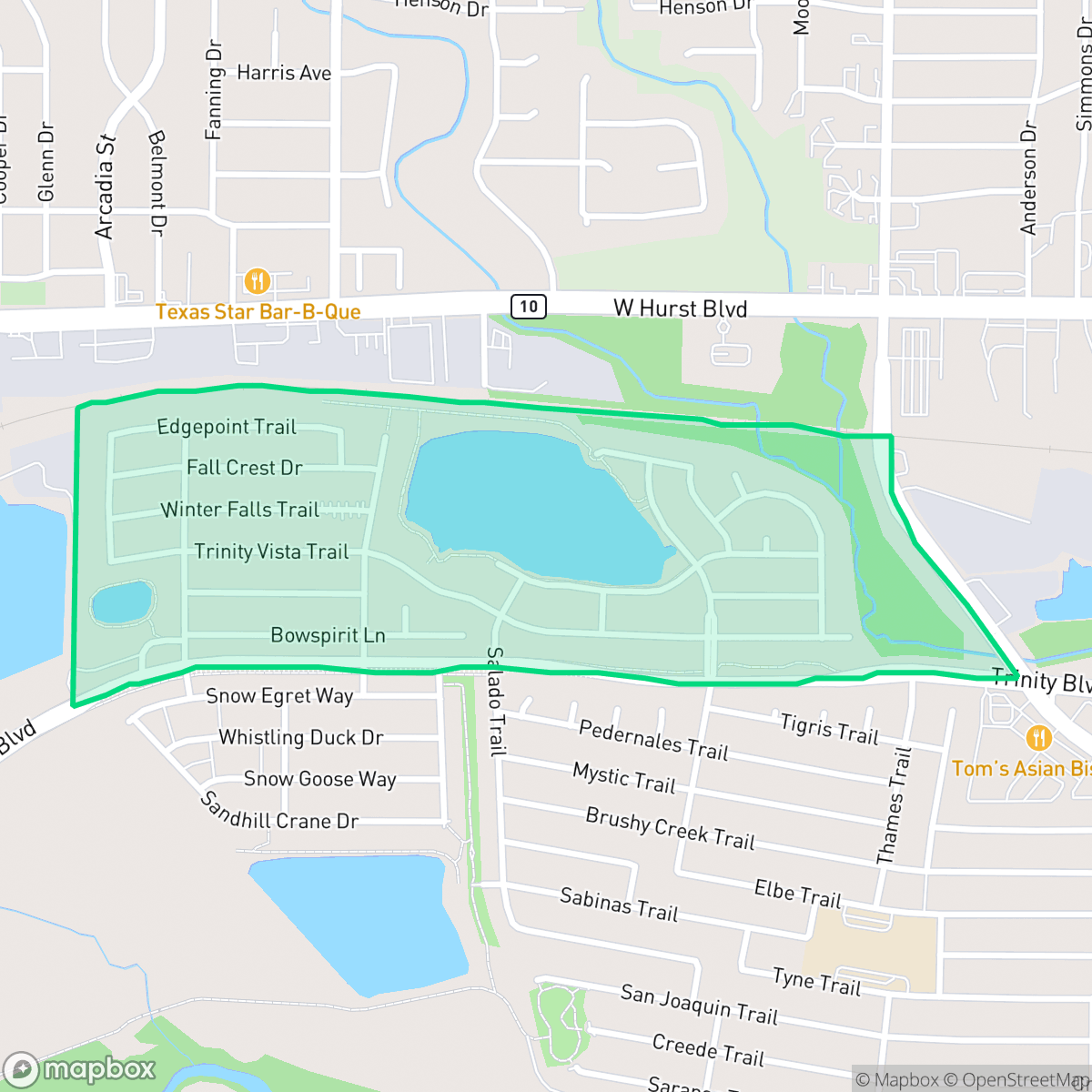 Map showing the location of Lake of River Trails, Fort Worth, TX