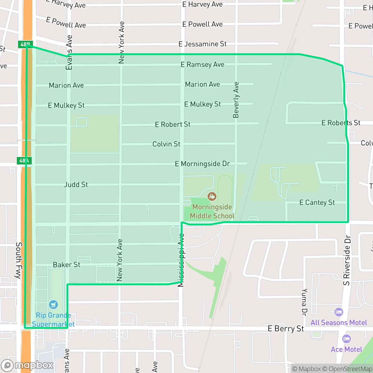 Map showing the location of Morningside, Fort Worth, TX