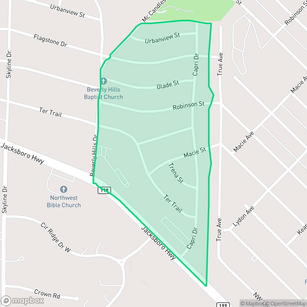 Map showing the location of North Beverly Hills, Fort Worth, TX