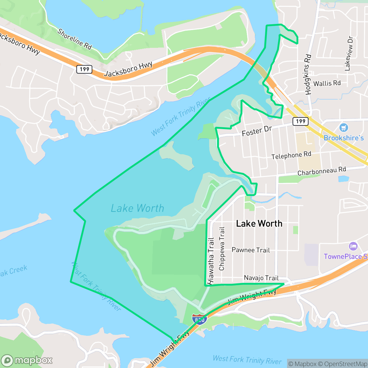 Map showing the location of North Lake Worth, Fort Worth, TX