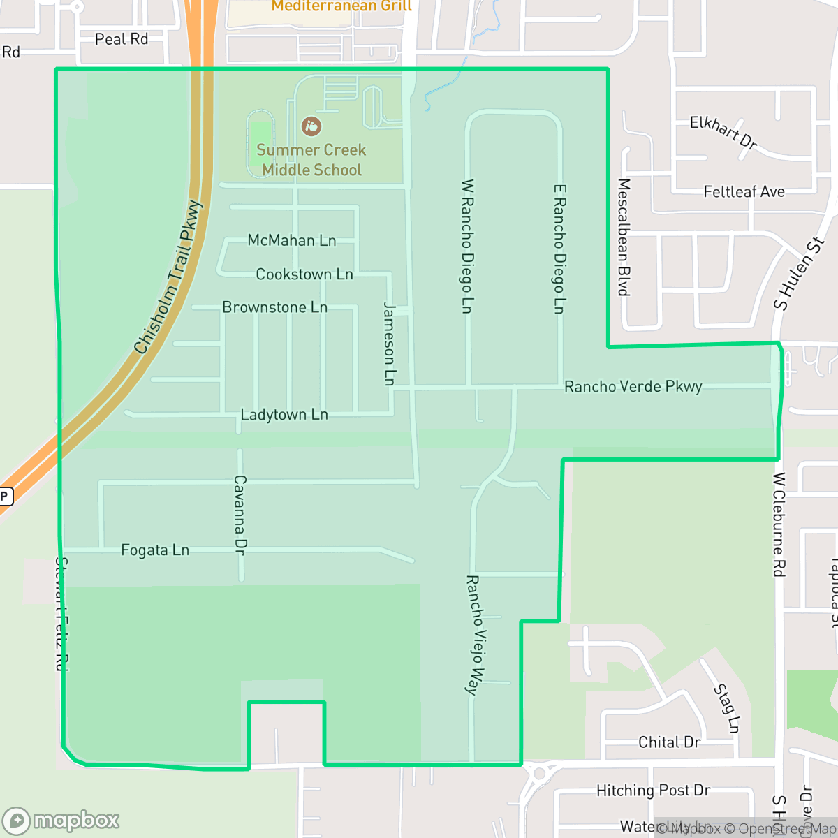 Map showing the location of Panther Heights, Fort Worth, TX
