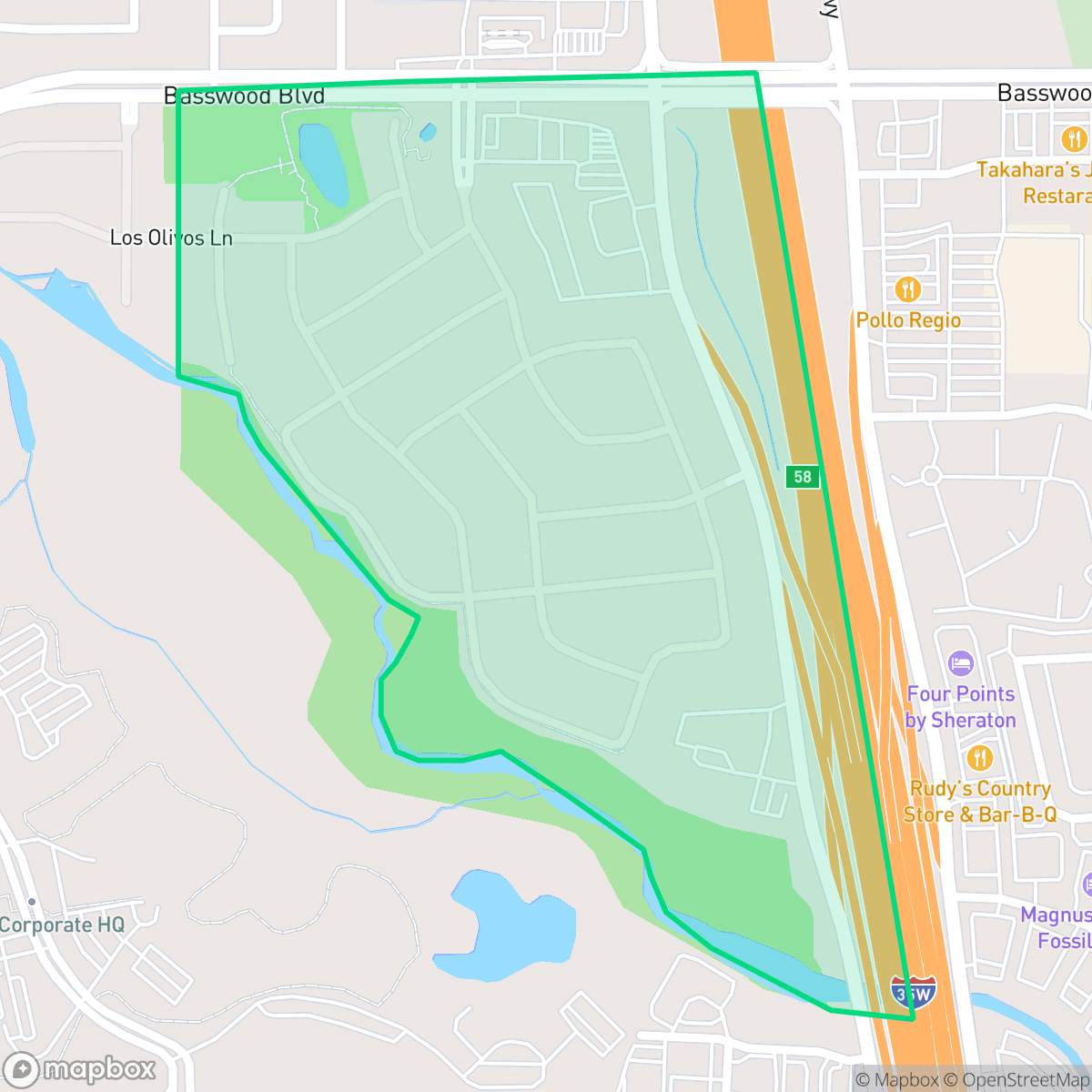 Map showing the location of Santa Fe Enclave, Fort Worth, TX
