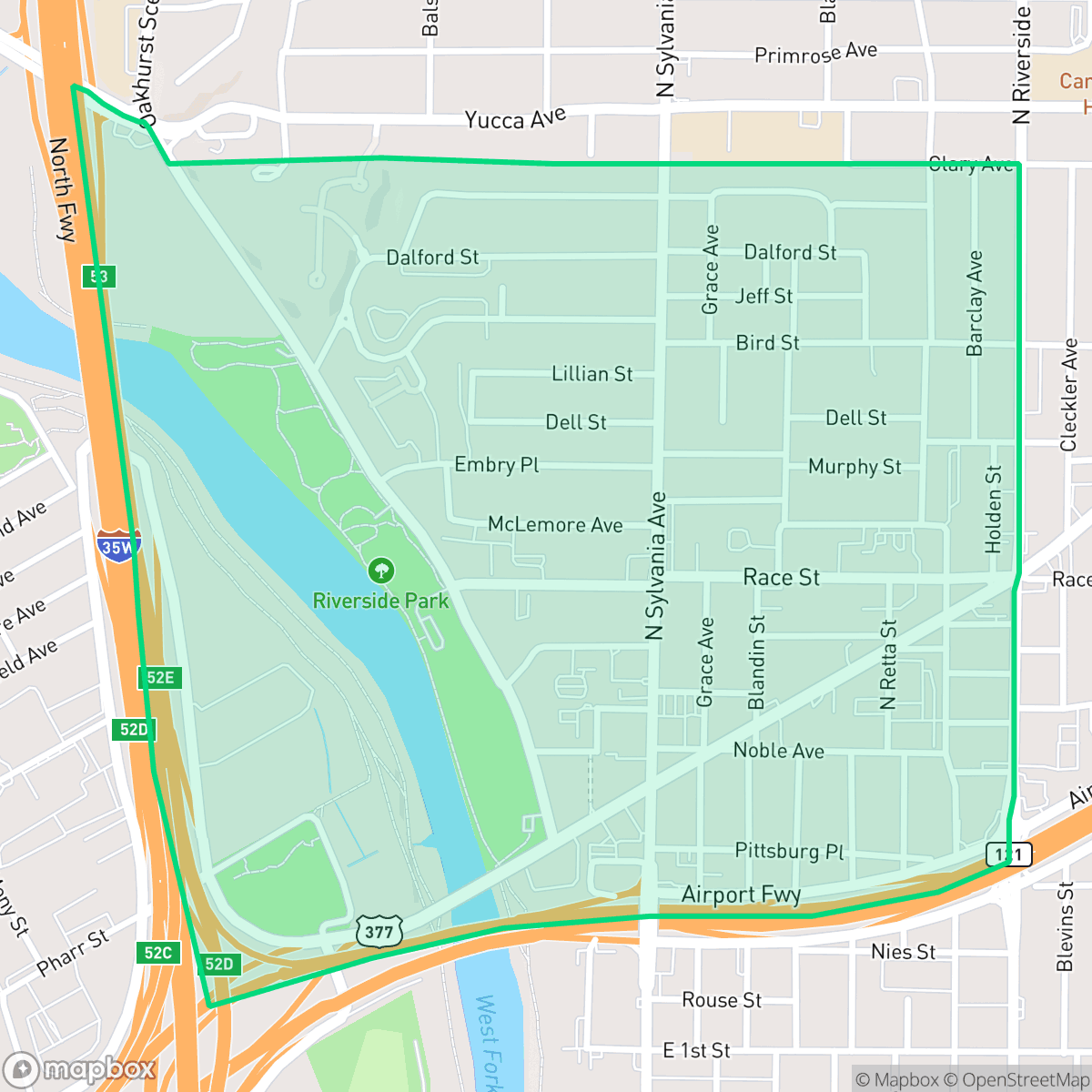 Map showing the location of Scenic Bluff, Fort Worth, TX