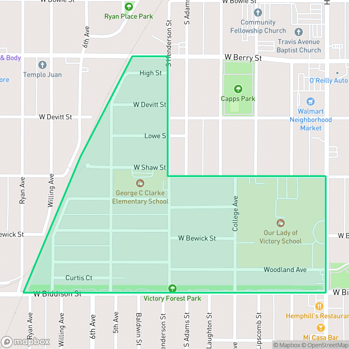 Map showing the location of Shaw Clarke, Fort Worth, TX