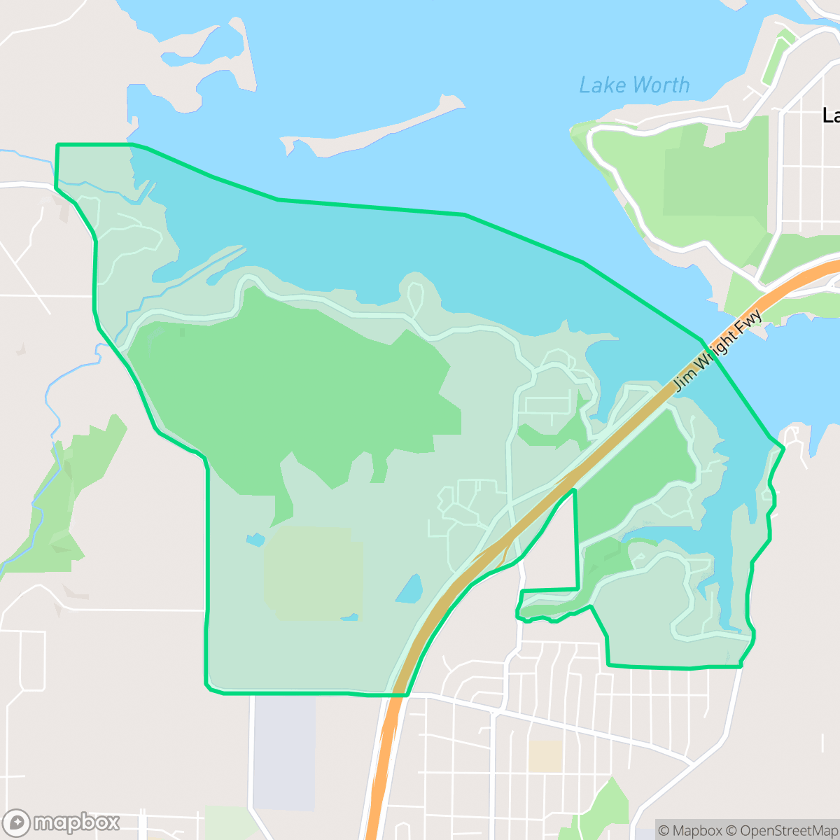 Map showing the location of South Lake Worth, Fort Worth, TX