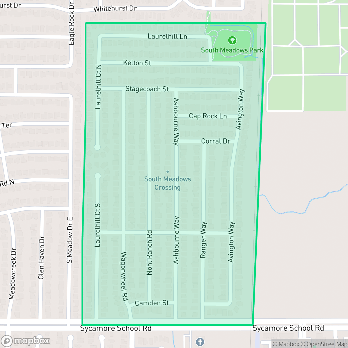 Map showing the location of South Meadows Crossing, Fort Worth, TX