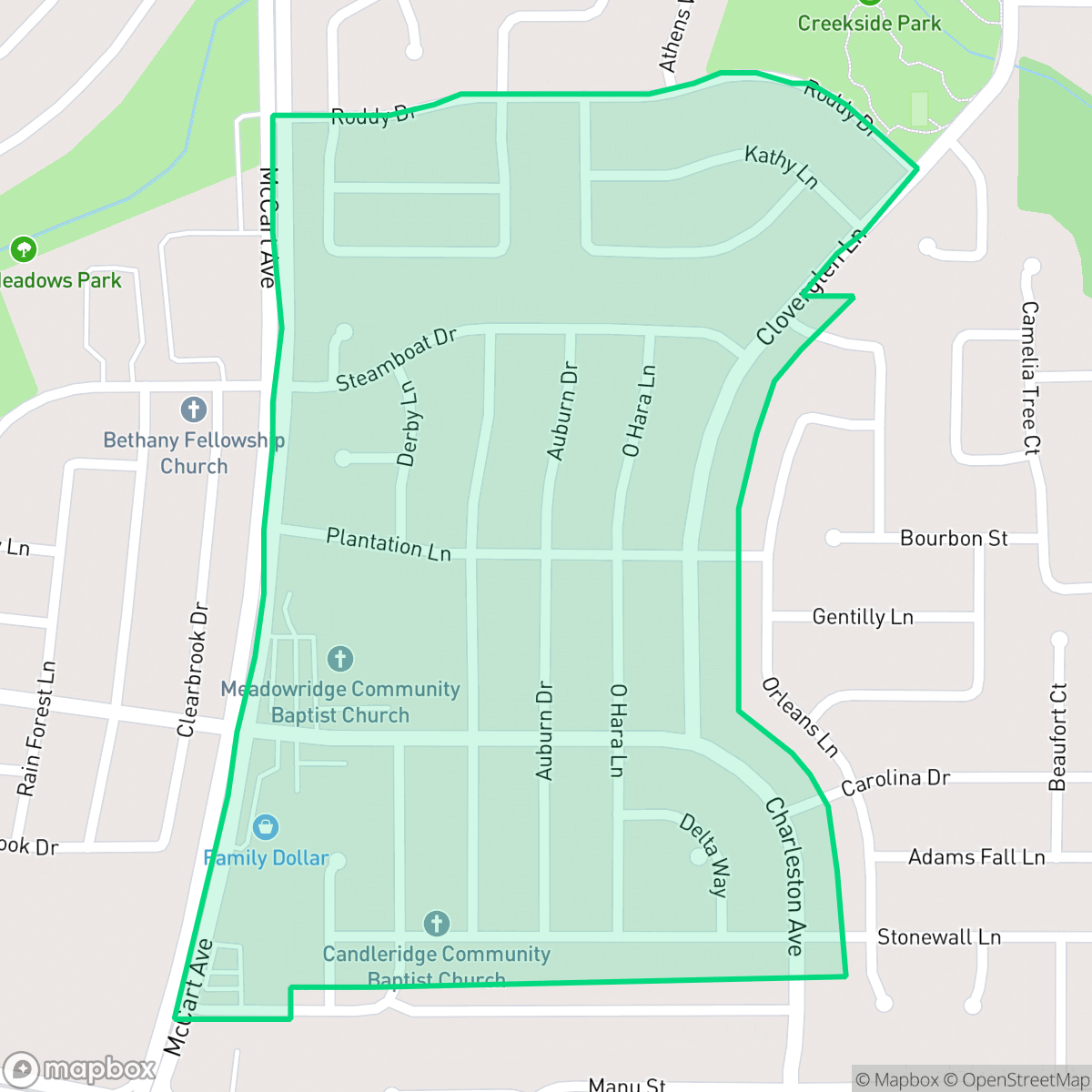 Map showing the location of Southgate, Fort Worth, TX
