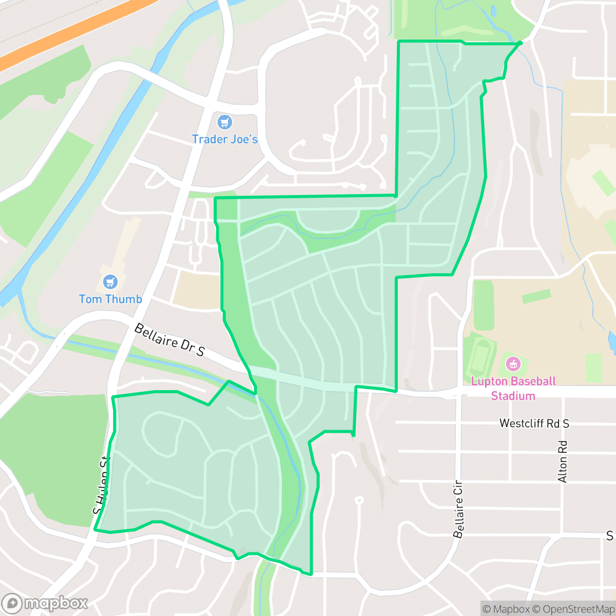 Map showing the location of Tanglewood, Fort Worth, TX
