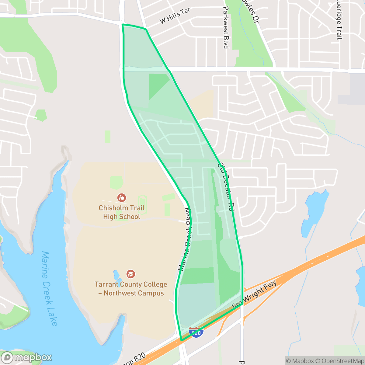 Map showing the location of Terrace Landing, Fort Worth, TX