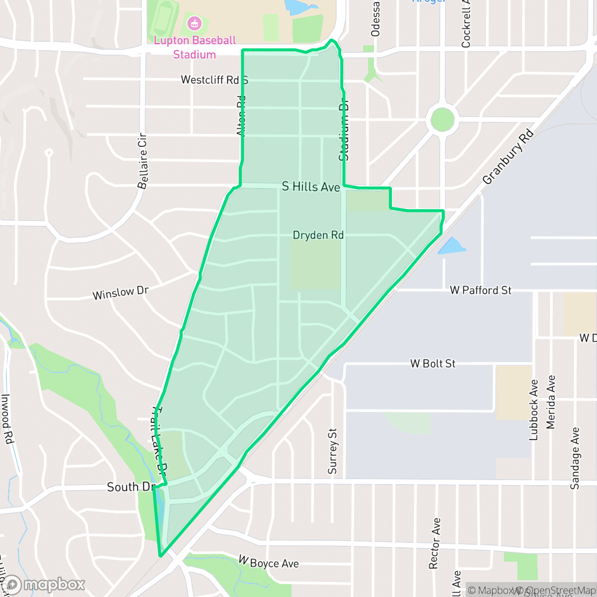 Map showing the location of Westcliff, Fort Worth, TX