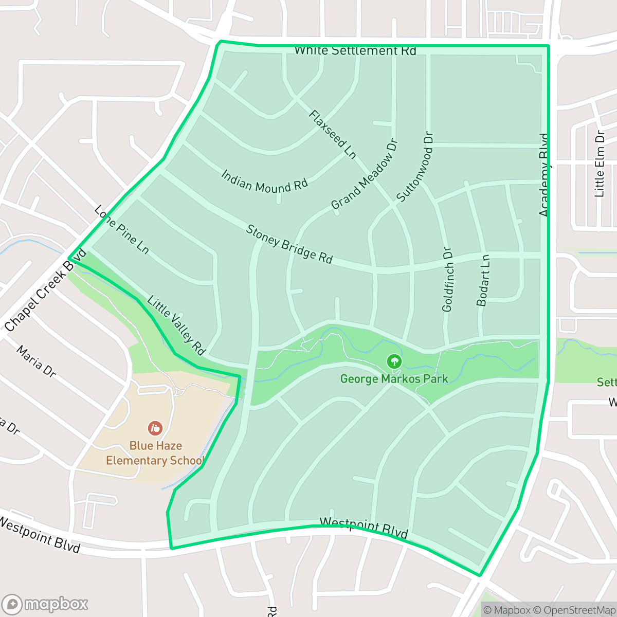 Map showing the location of Westpoint, Fort Worth, TX