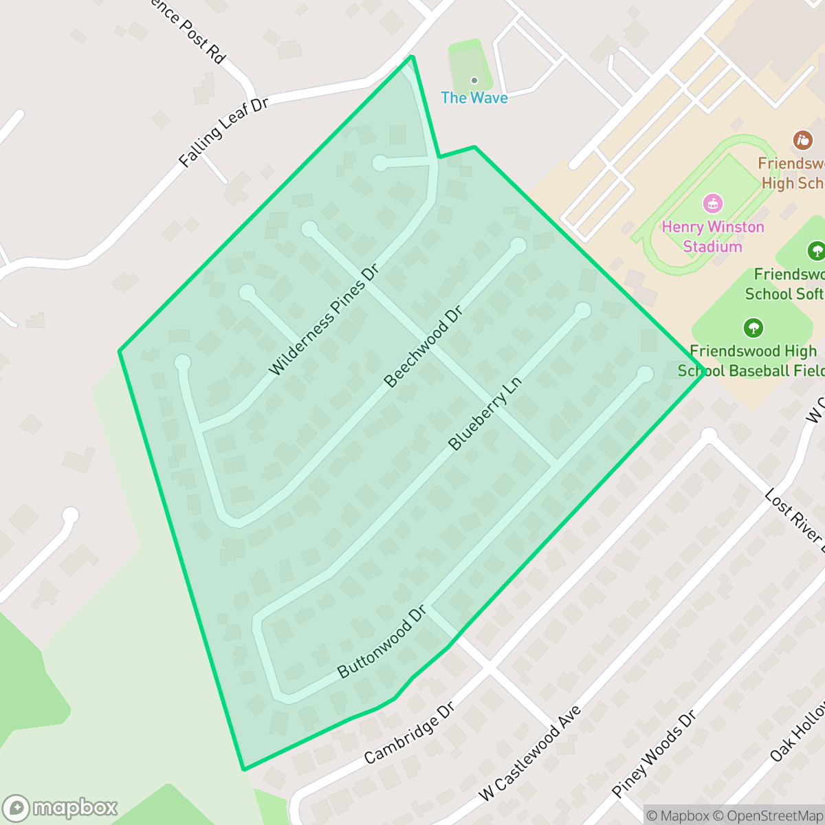 Map showing the location of The Pines of Wilderness Trails, Friendswood, TX