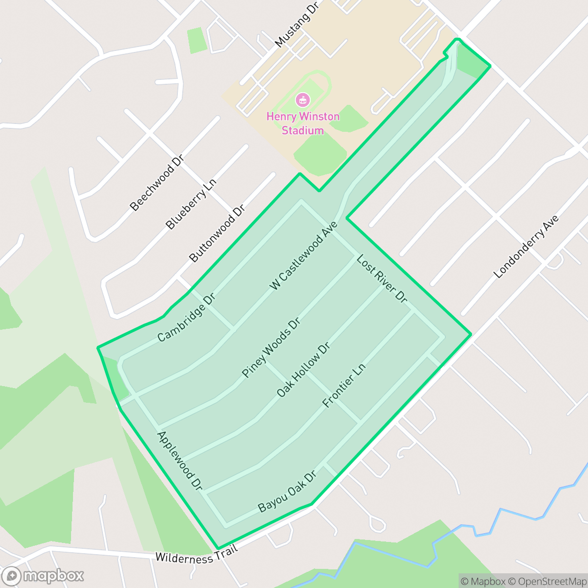 Map showing the location of Wilderness Trails, Friendswood, TX