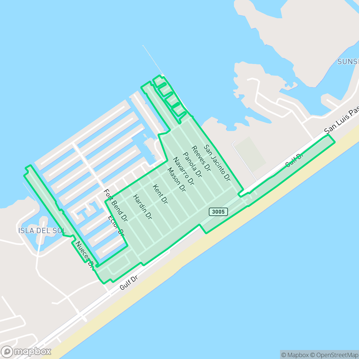 Map showing the location of Sea Isle, Galveston, TX
