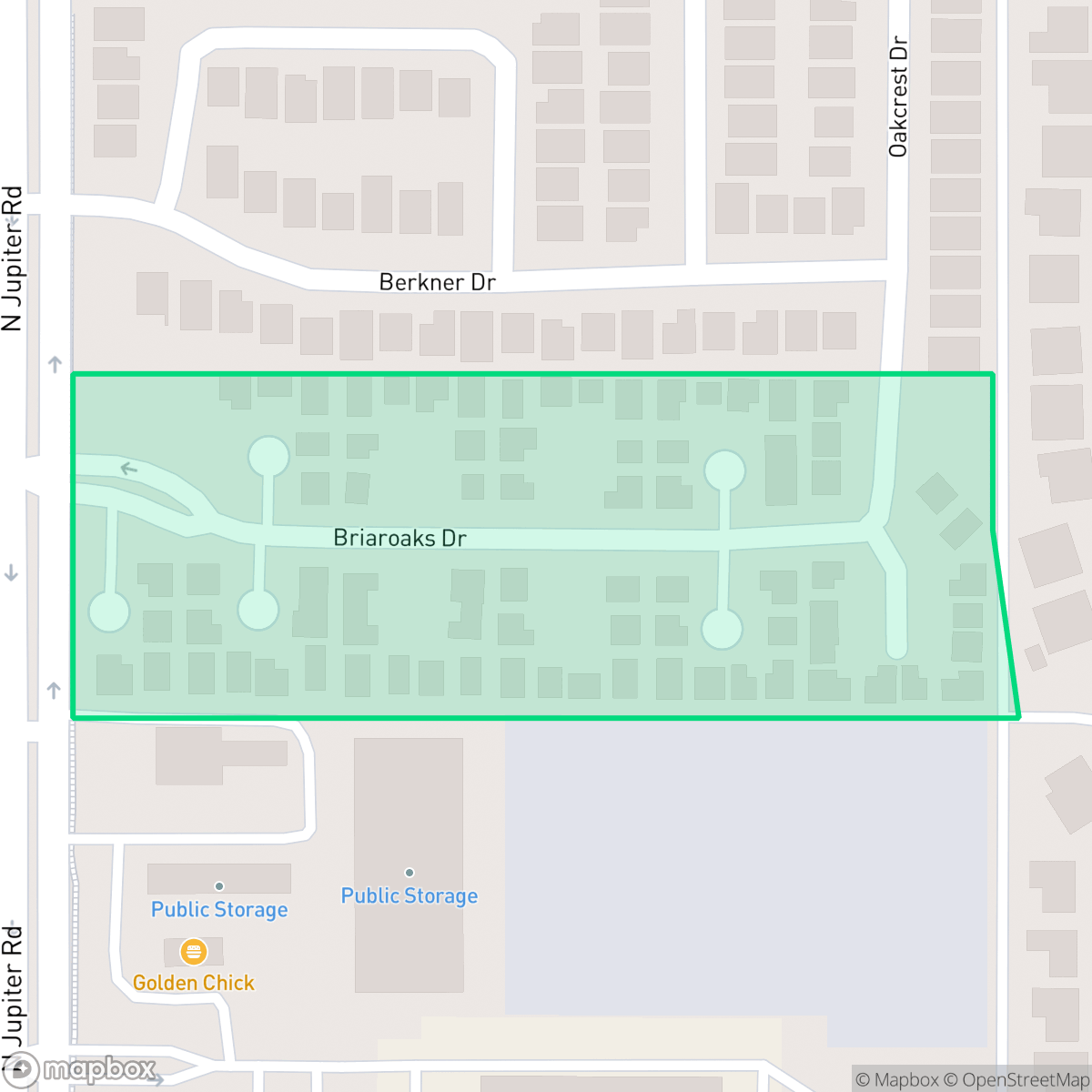 Map showing the location of Briaroaks, Garland, TX