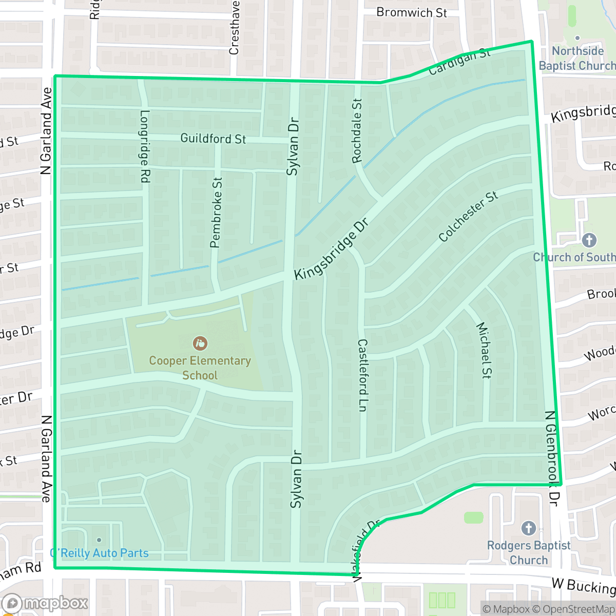 Map showing the location of Buckingham North, Garland, TX