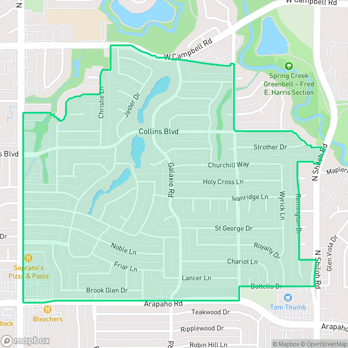 Map showing the location of Camelot, Garland, TX