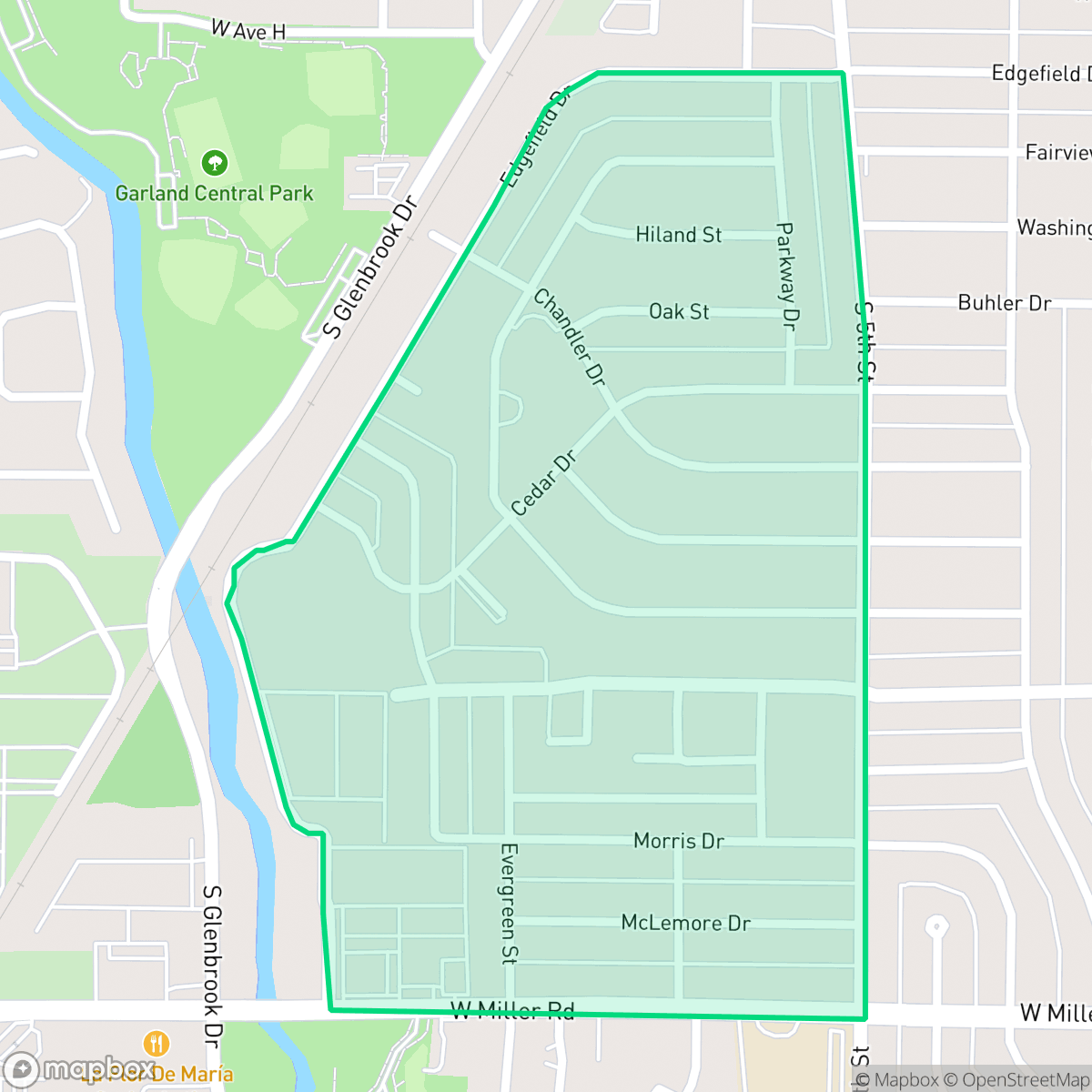Map showing the location of Chandler Heights, Garland, TX