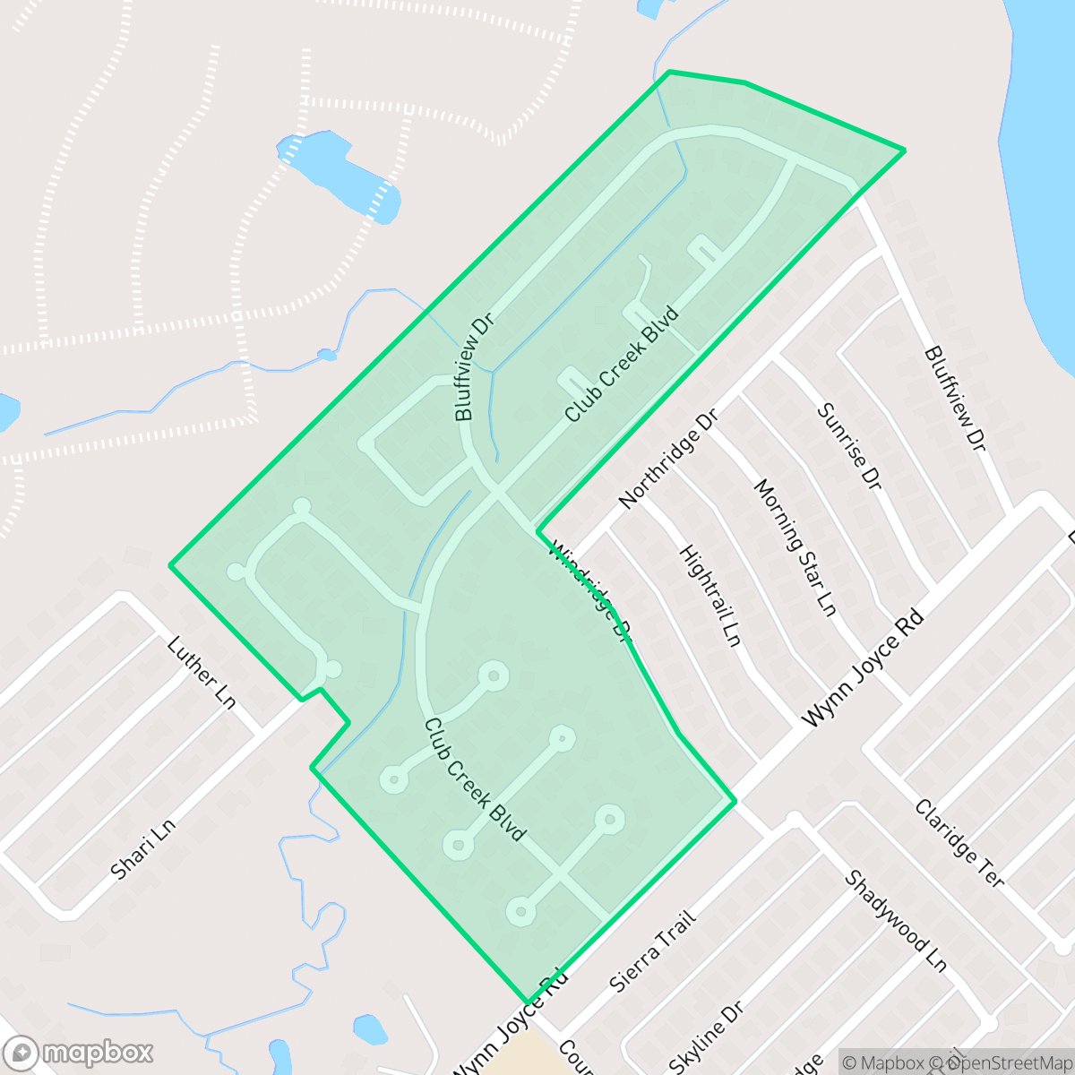 Map showing the location of Club Creek, Garland, TX