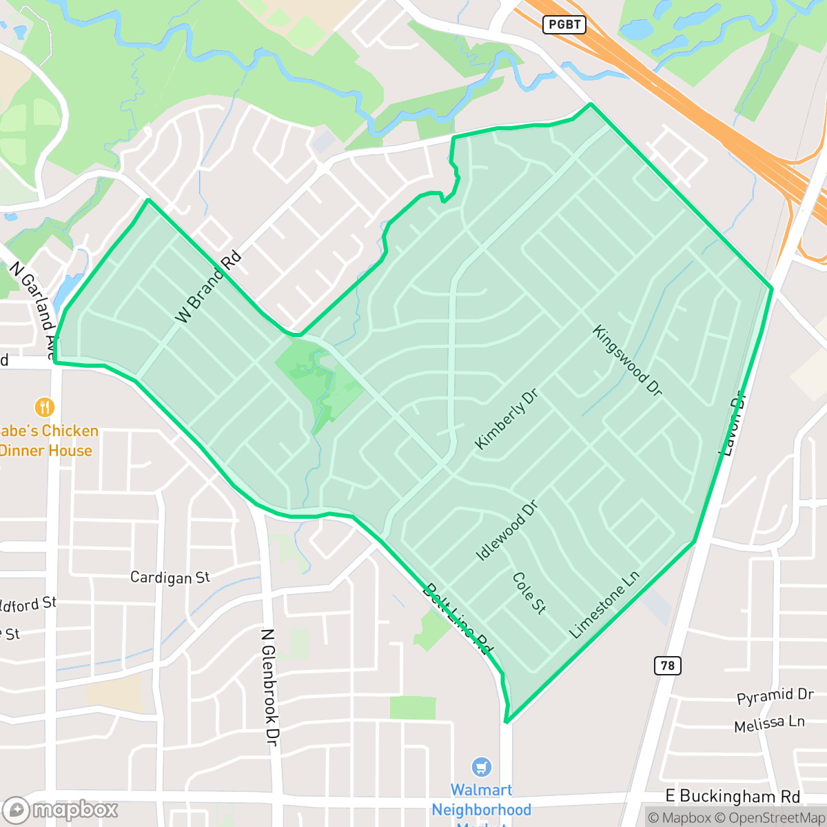Map showing the location of Coomer Creek, Garland, TX