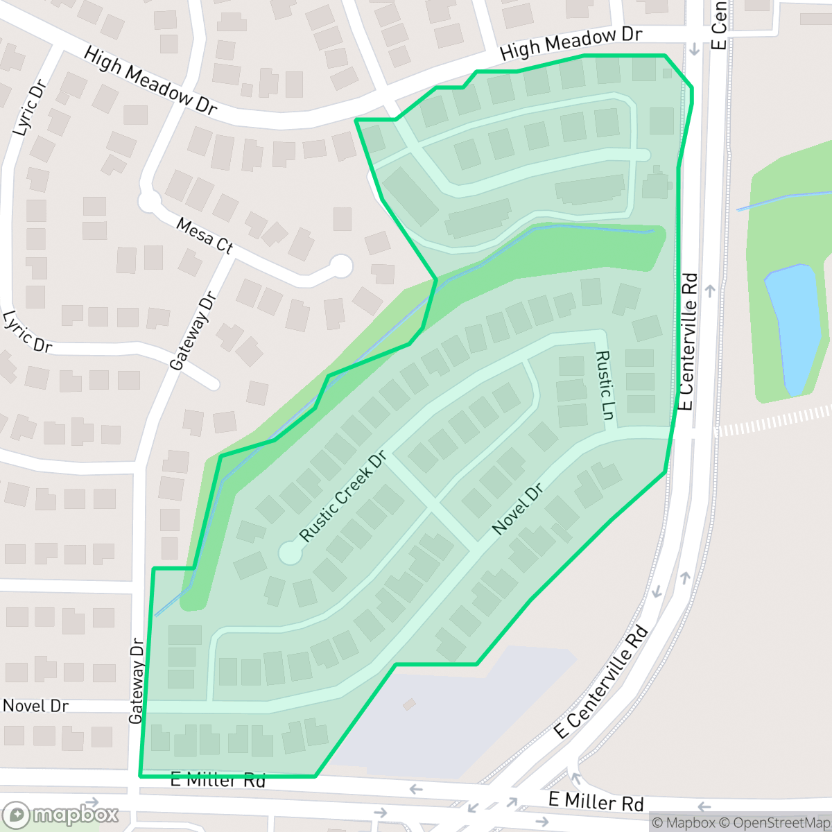 Map showing the location of Creekside, Garland, TX