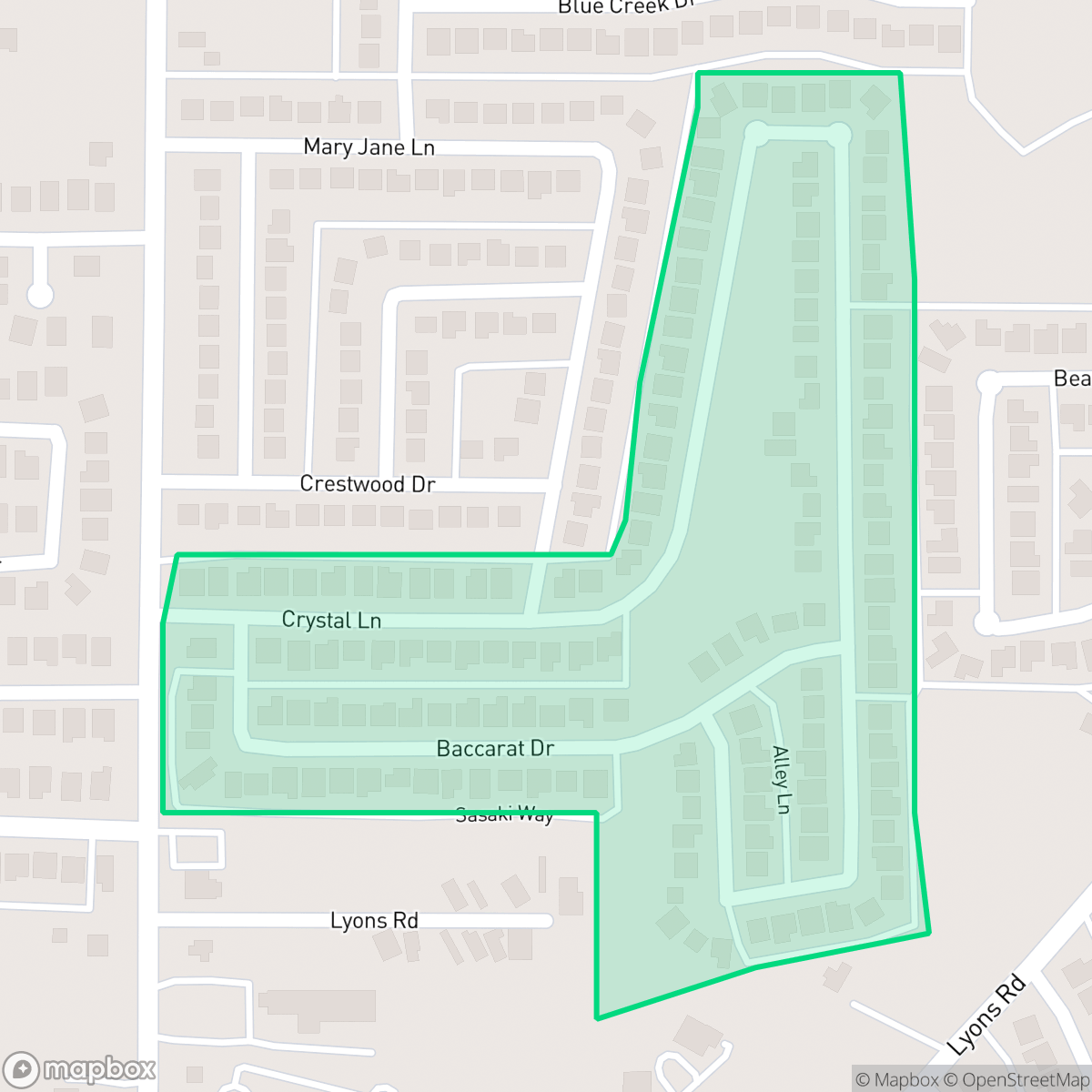 Map showing the location of Crystal Lake, Garland, TX