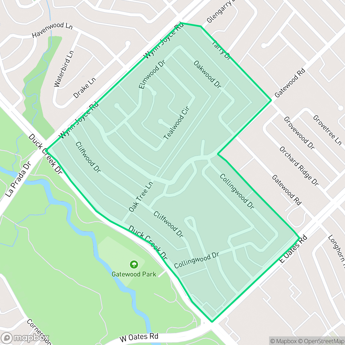 Map showing the location of Duck Creek, Garland, TX