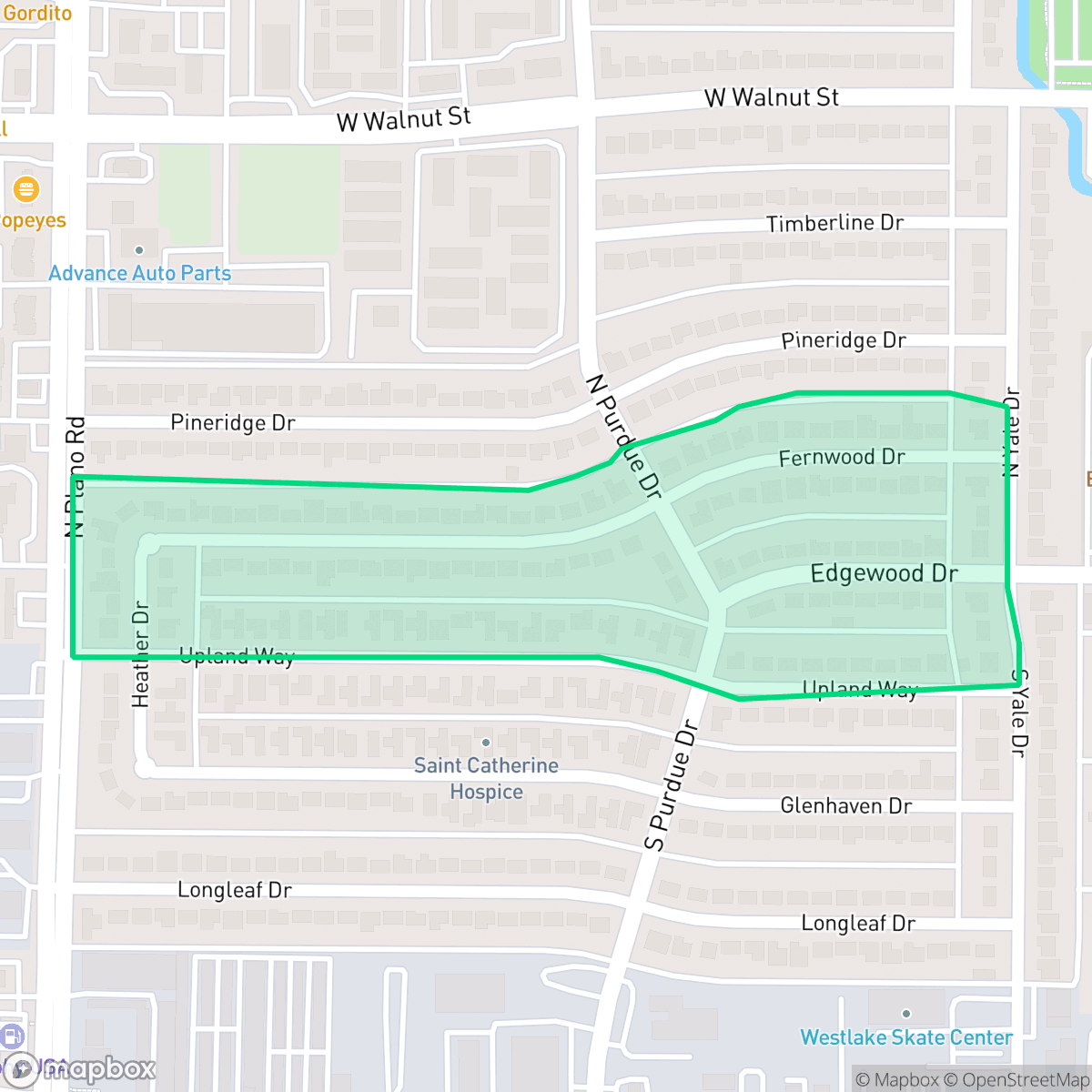 Map showing the location of Fernwood United Neighbors, Garland, TX