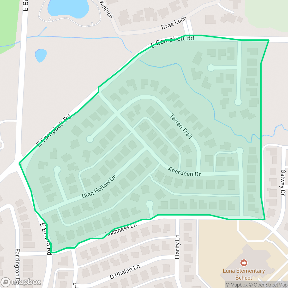 Map showing the location of Greens Estates, Garland, TX
