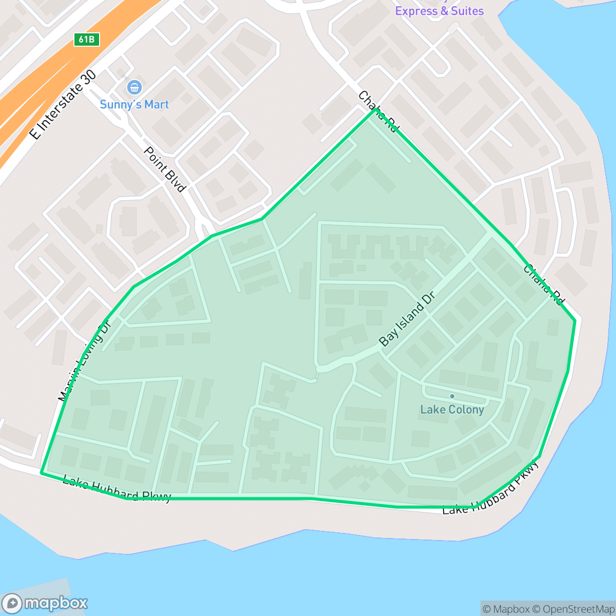 Map showing the location of Lake Point Condominiums, Garland, TX