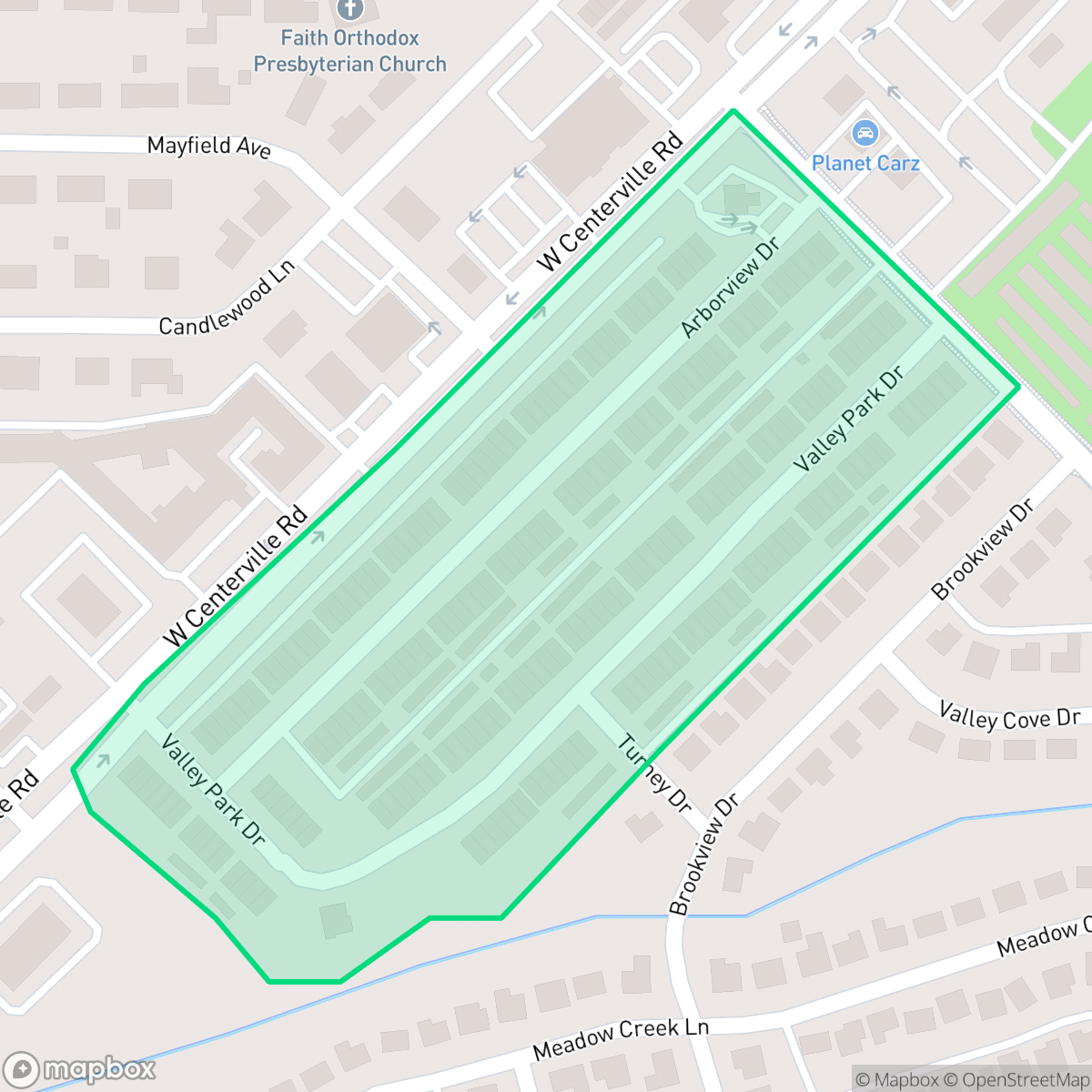 Map showing the location of Las Mariposas, Garland, TX