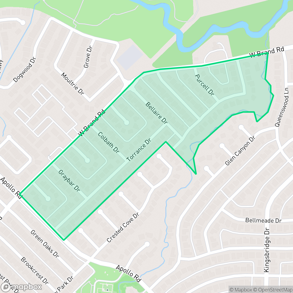 Map showing the location of Meadowood, Garland, TX