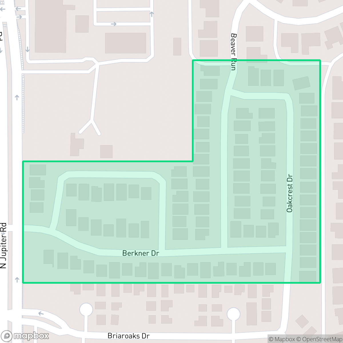 Map showing the location of Oakcrest, Garland, TX