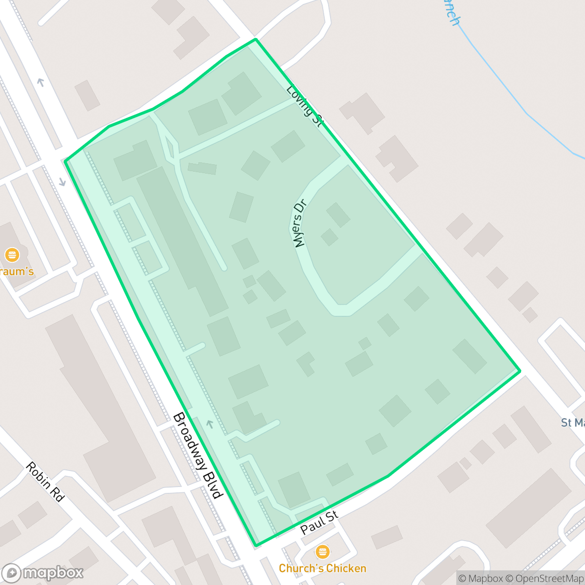 Map showing the location of RedBud, Garland, TX