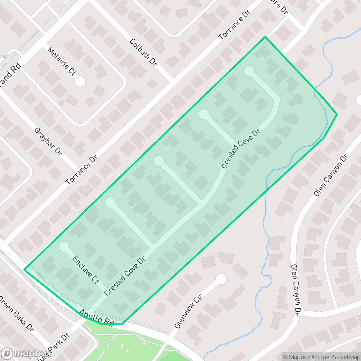 Map showing the location of The Enclave, Garland, TX